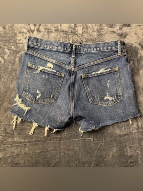 Agolde Distressed Cutoff Jean Shorts in Blue